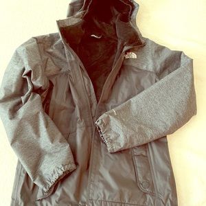 Girls large North Face jacket with soft fur lining